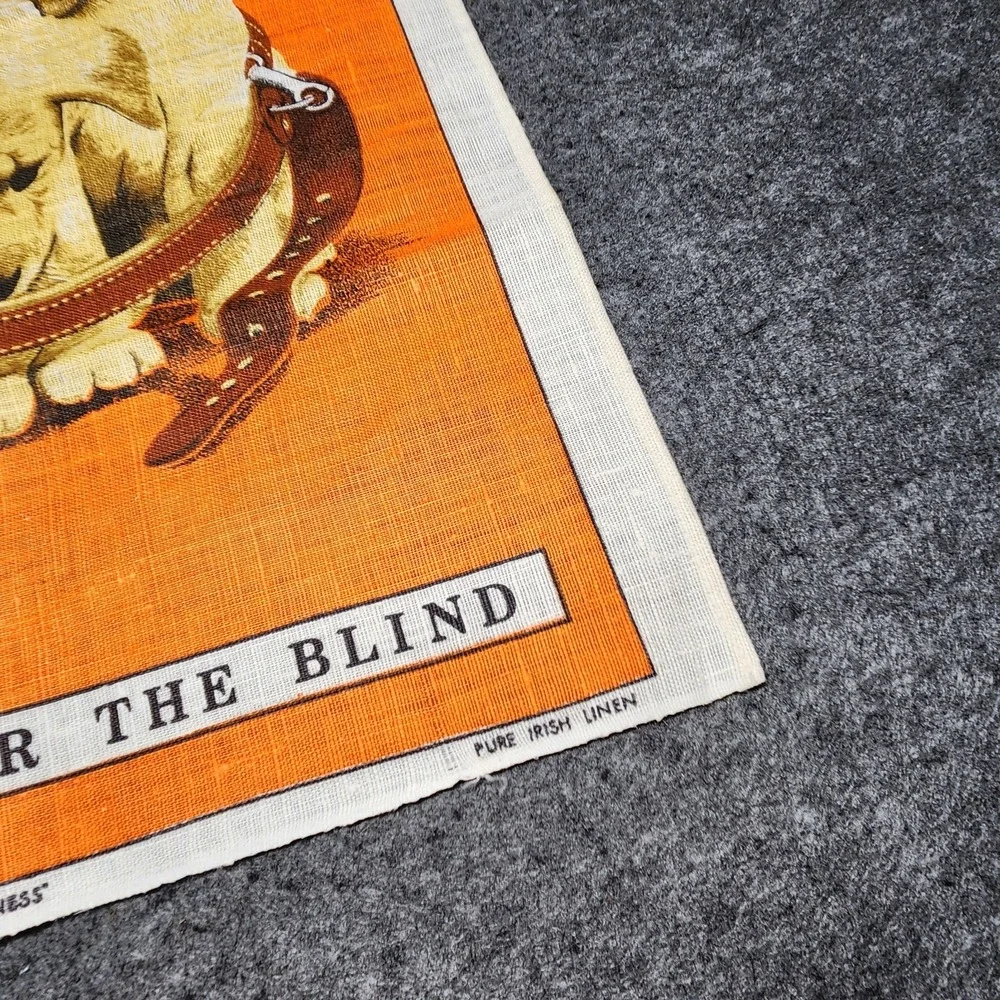 Dunmoy Vintage Pure Irish Linen Tea Towel Wall Art Puppies in Harness Guide Dog